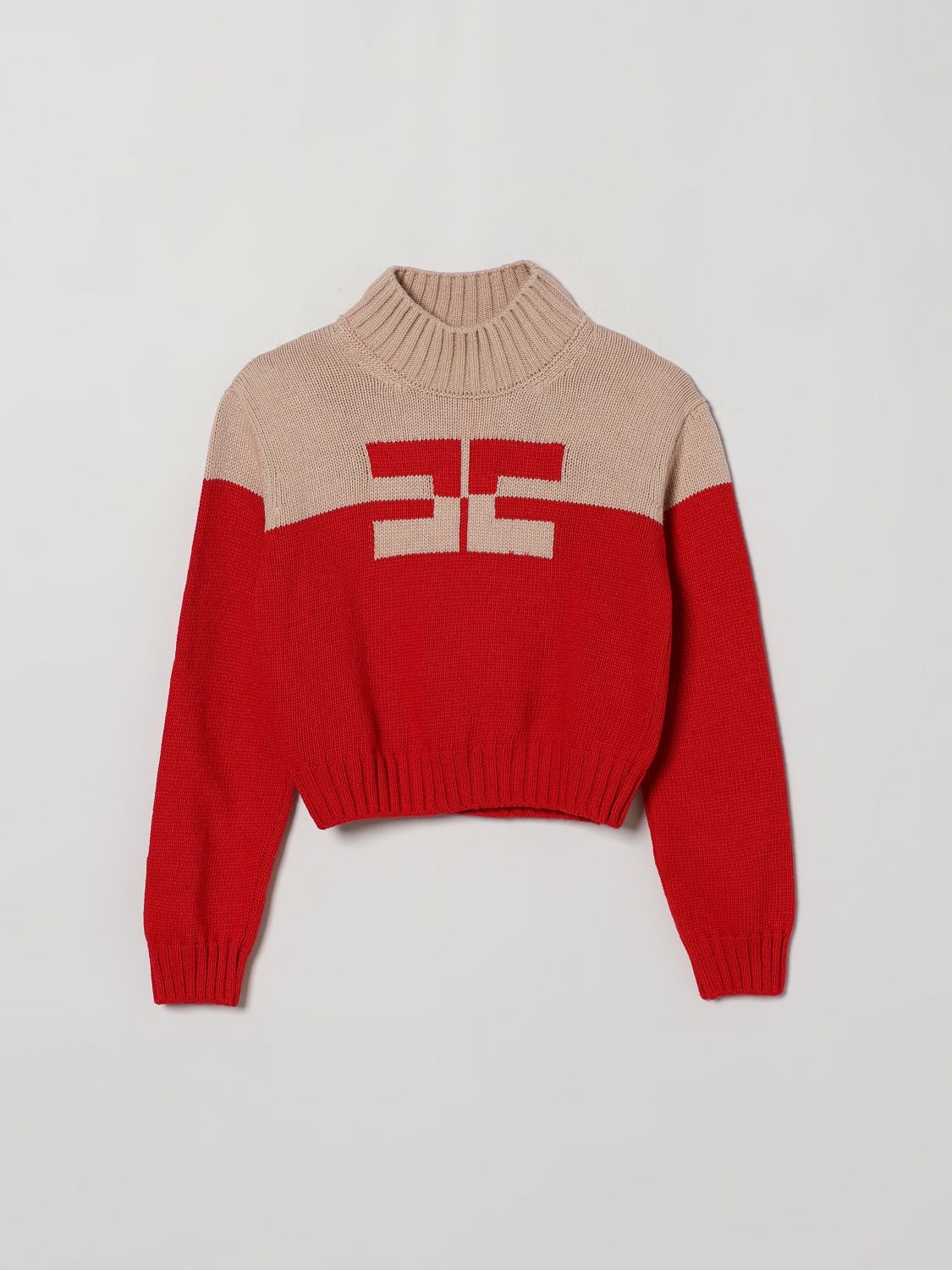 ELISABETTA FRANCHI LA MIA BAMBINA Rollkragenpullover aus Wollmischung mit Logo