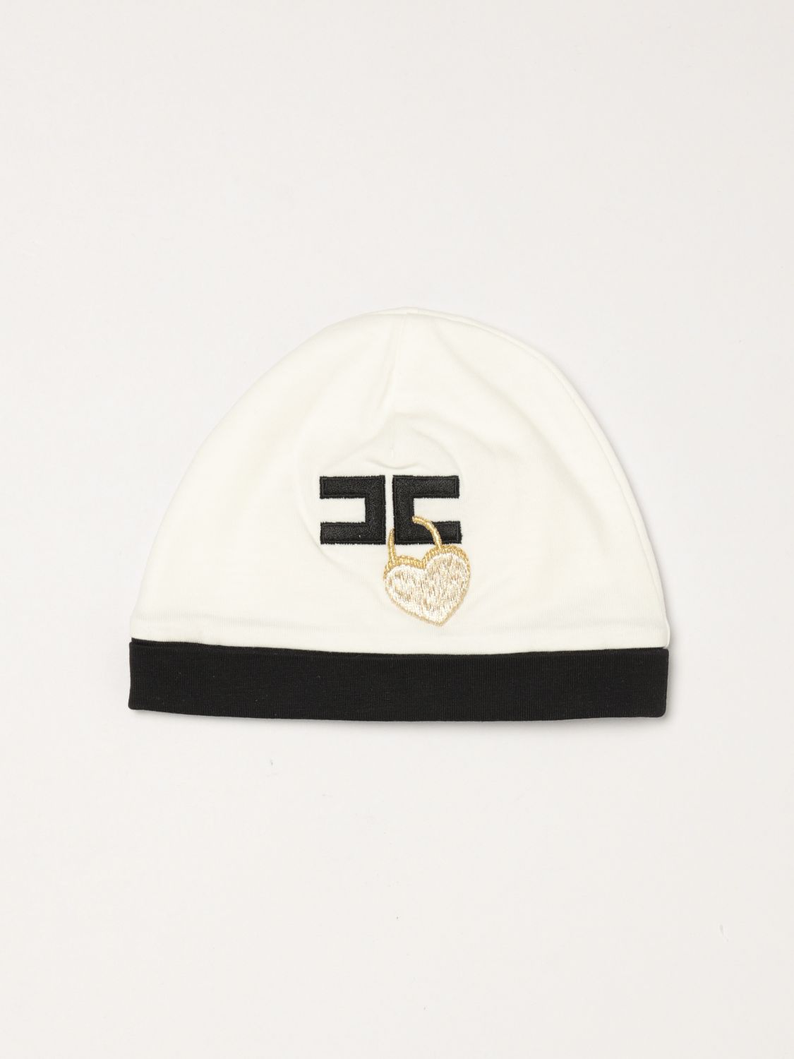 ELISABETTA FRANCHI LA MIA BAMBINA Baumwoll-Beanie-Mütze für Babys mit Monogramm-Logo