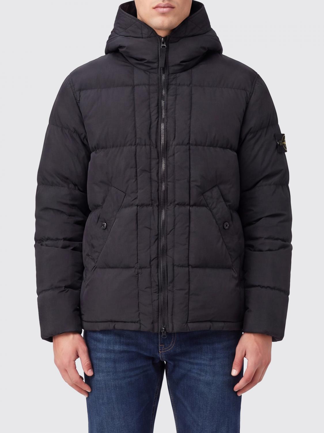 STONE ISLAND Piumino corto in nylon riciclato con cappuccio e logo Compass