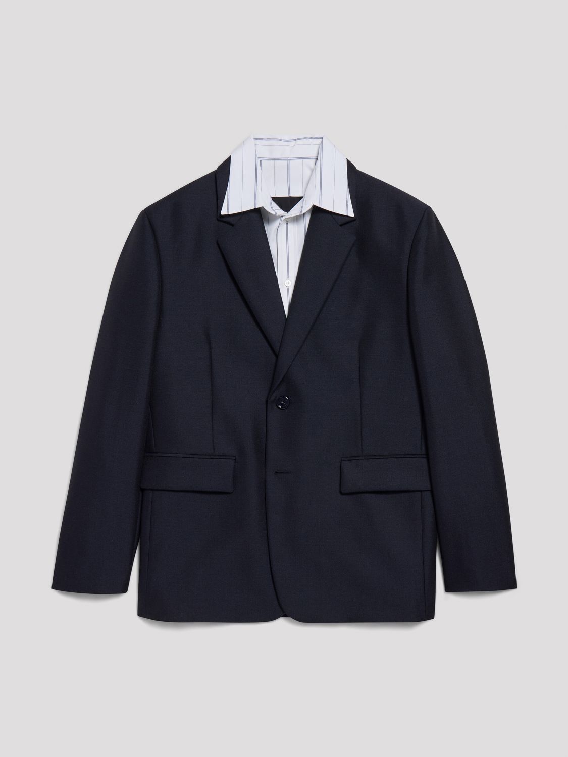BALENCIAGA Blazer monopetto double layer in lana e cotone