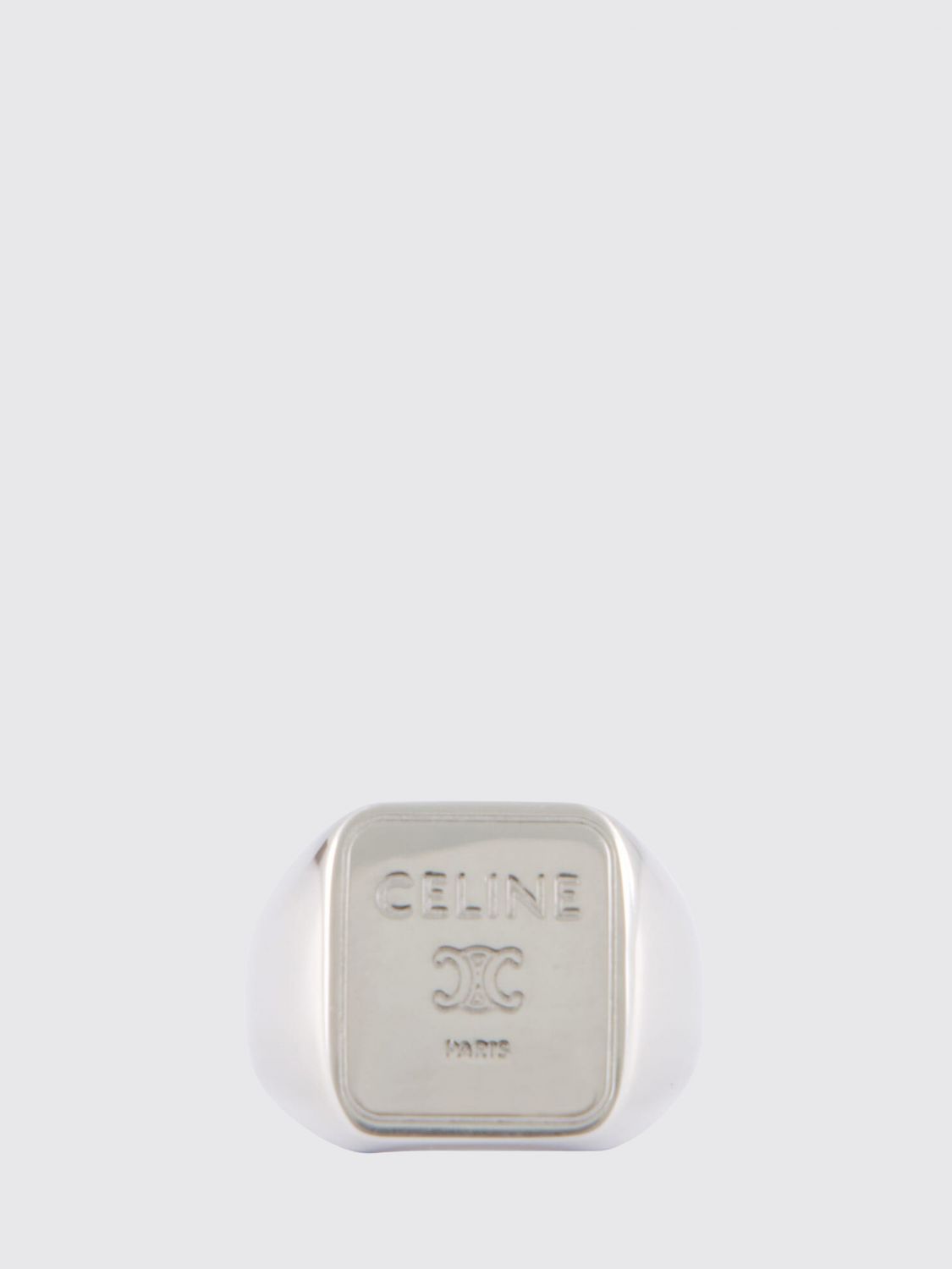 CELINE Ring aus Messing mit Silber-Finish und graviertem Triomphe-Logo