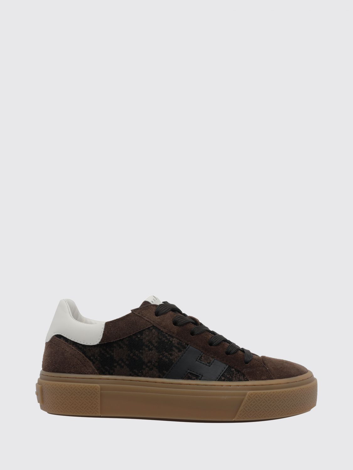 Hogan H705 Leather and Suede Sneakers with a Bicolor Houndstooth Pattern
