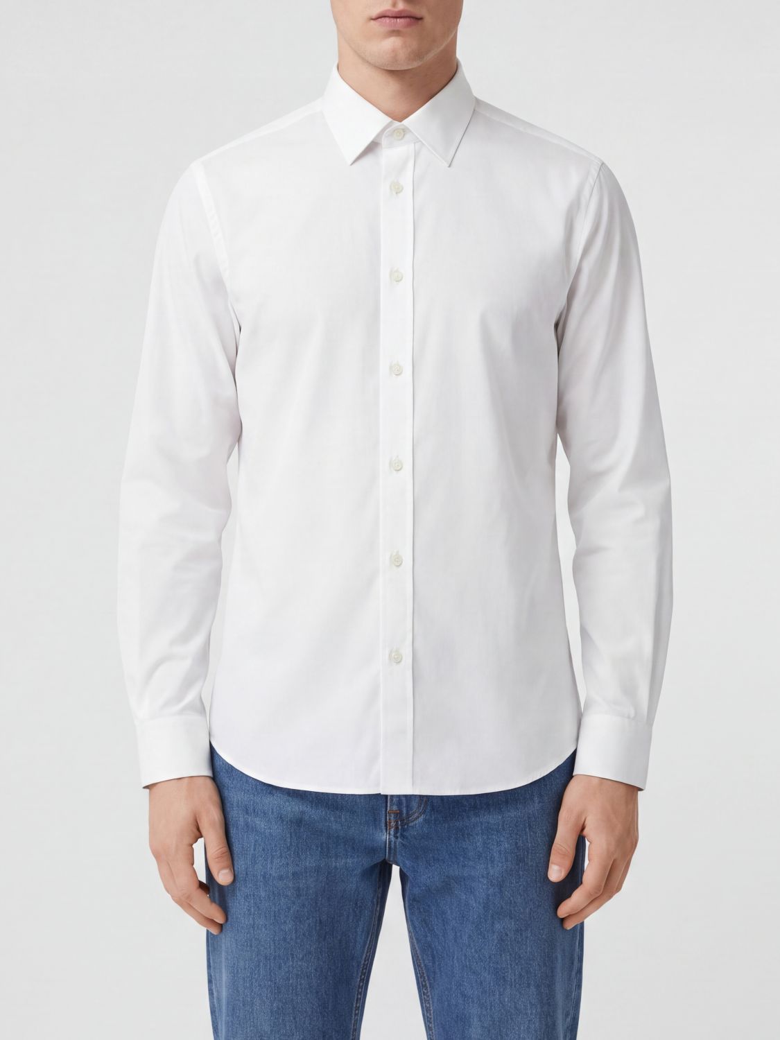 BURBERRY Slim Fit Cotton Poplin Shirt with French Collar