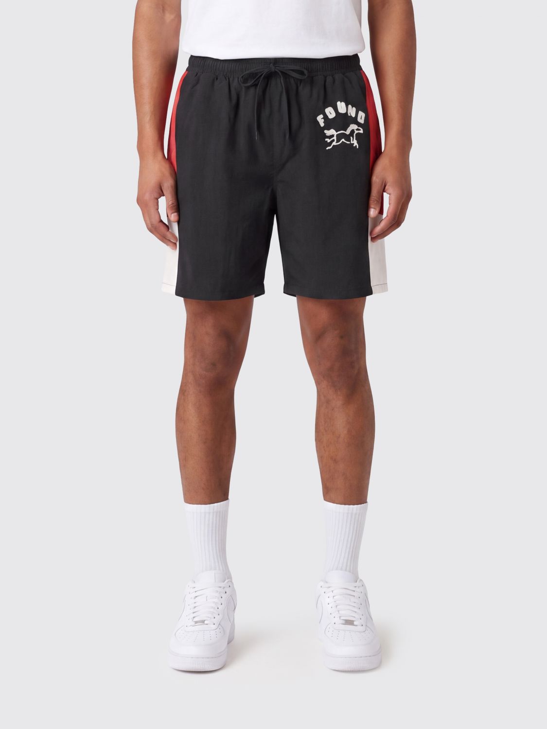 FOUND Nylon Jogging Shorts with Elasticised Waist and Drawstring
