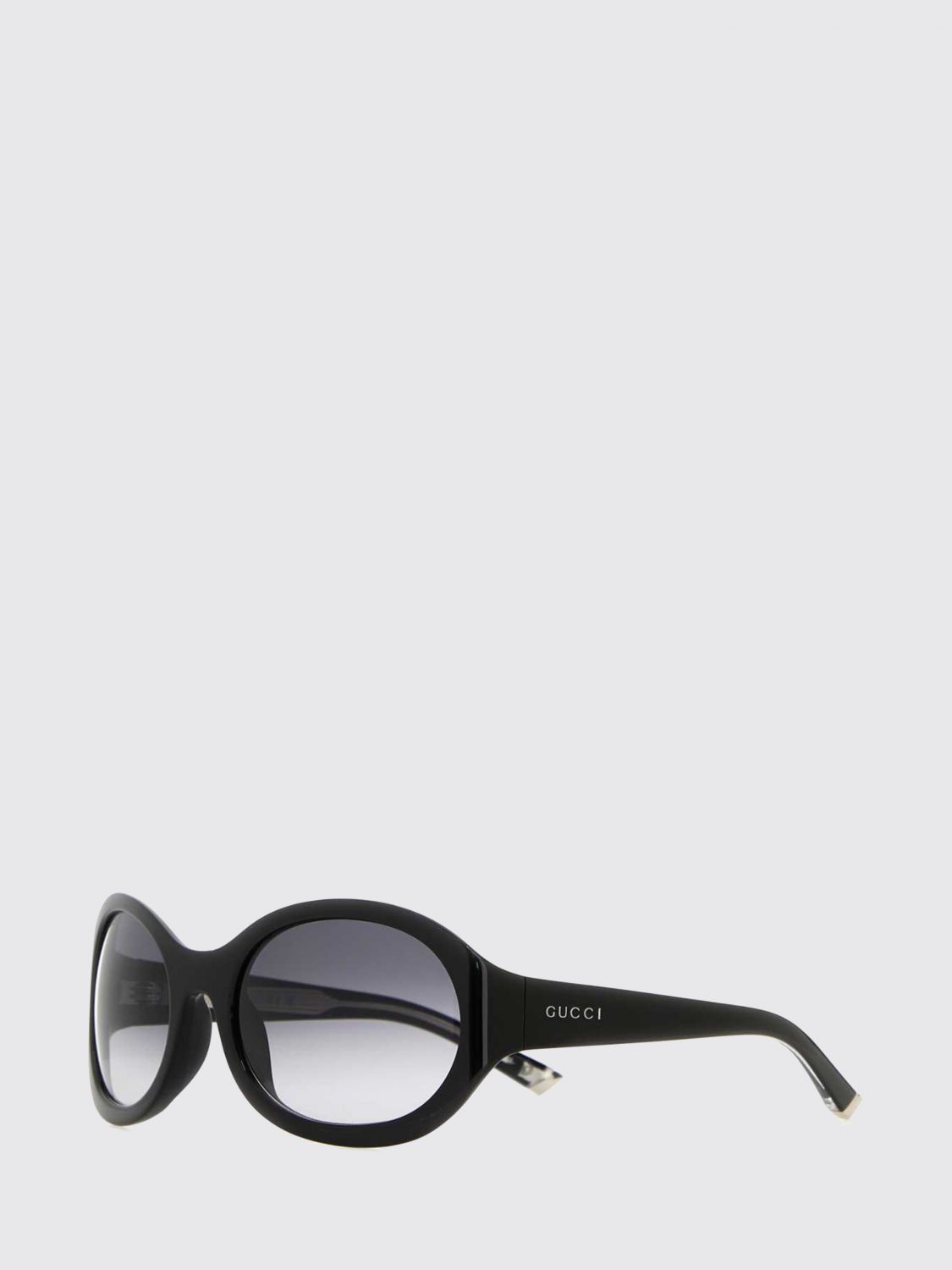 Gucci Oval Sunglasses in Black and Red Acetate with Lettering Logo