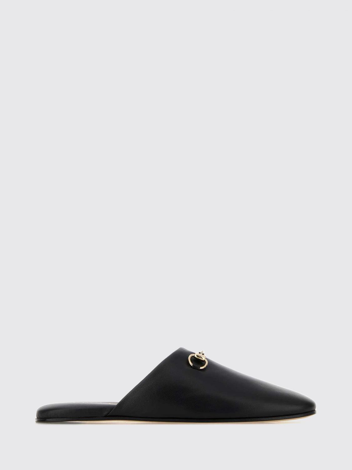 GUCCI Flat Nappa Leather Mules with Horsebit Detail