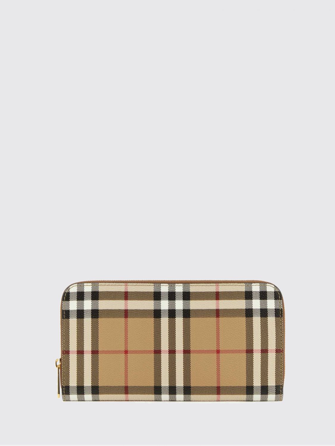 BURBERRY Vintage Check Coated Cotton Continental Zip Wallet