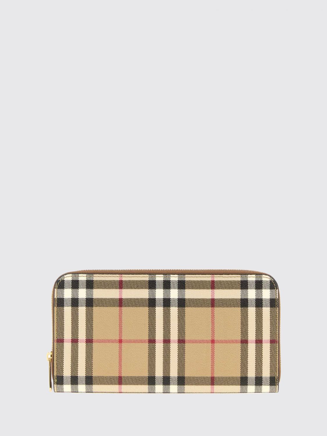 BURBERRY Continental-Portemonnaie aus beschichteter Baumwolle mit Vintage Check und Reißverschluss