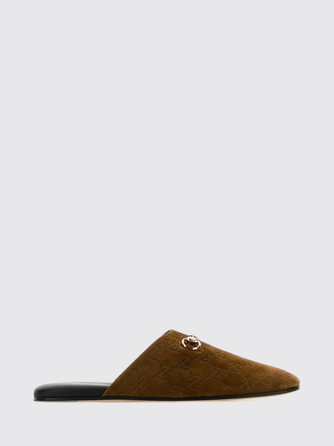 GUCCI Flache Mules aus Wildleder mit GG-Monogramm und Horsebit