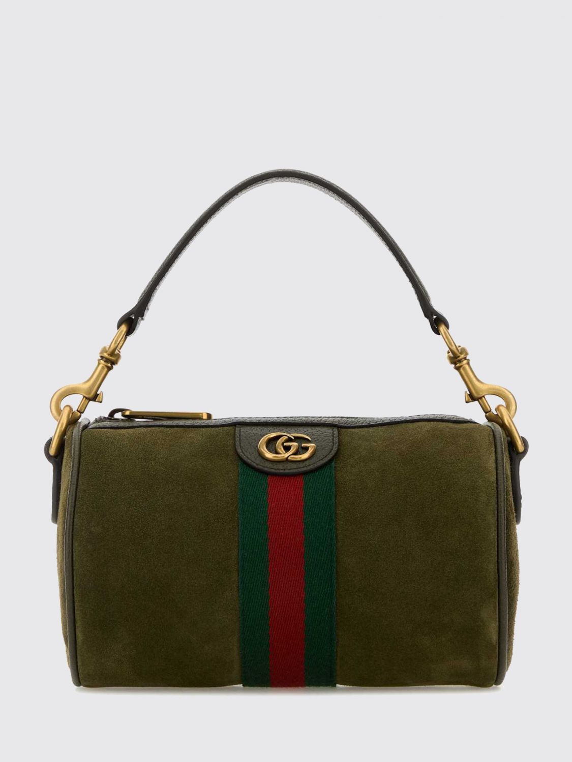 GUCCI Ophidia Cylindrical Suede Shoulder Bag with Web Stripe
