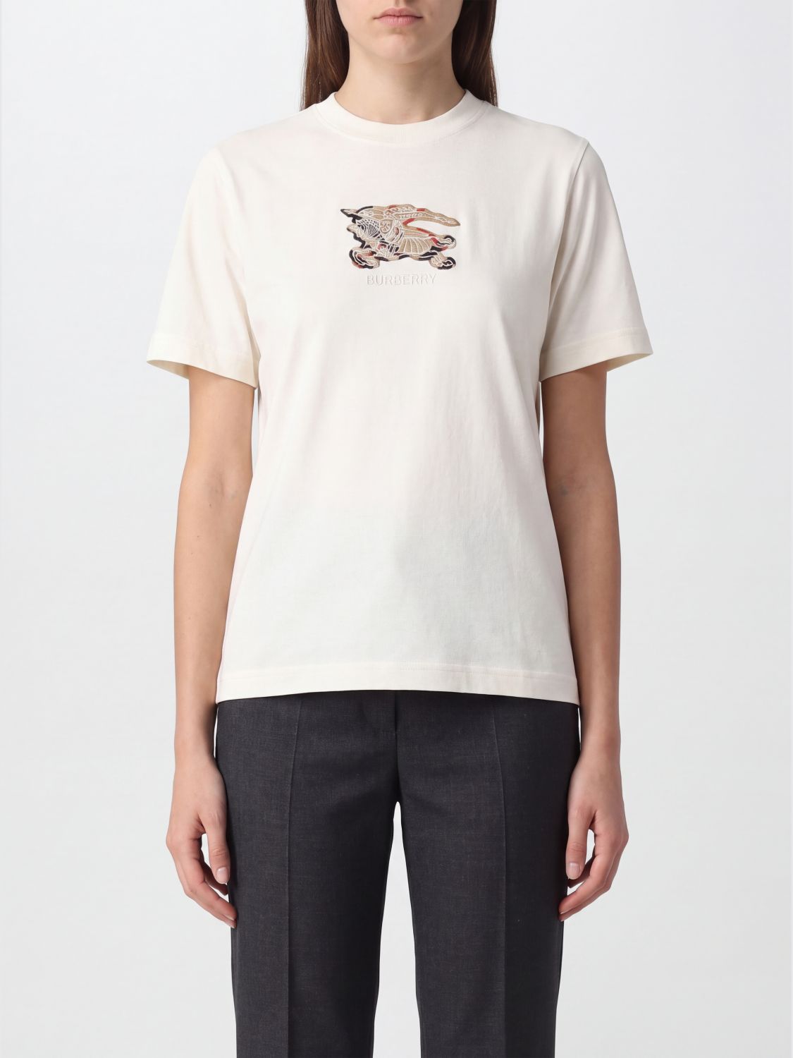 BURBERRY Baumwoll-T-Shirt mit kontrastierendem Equestrian Knight-Logo