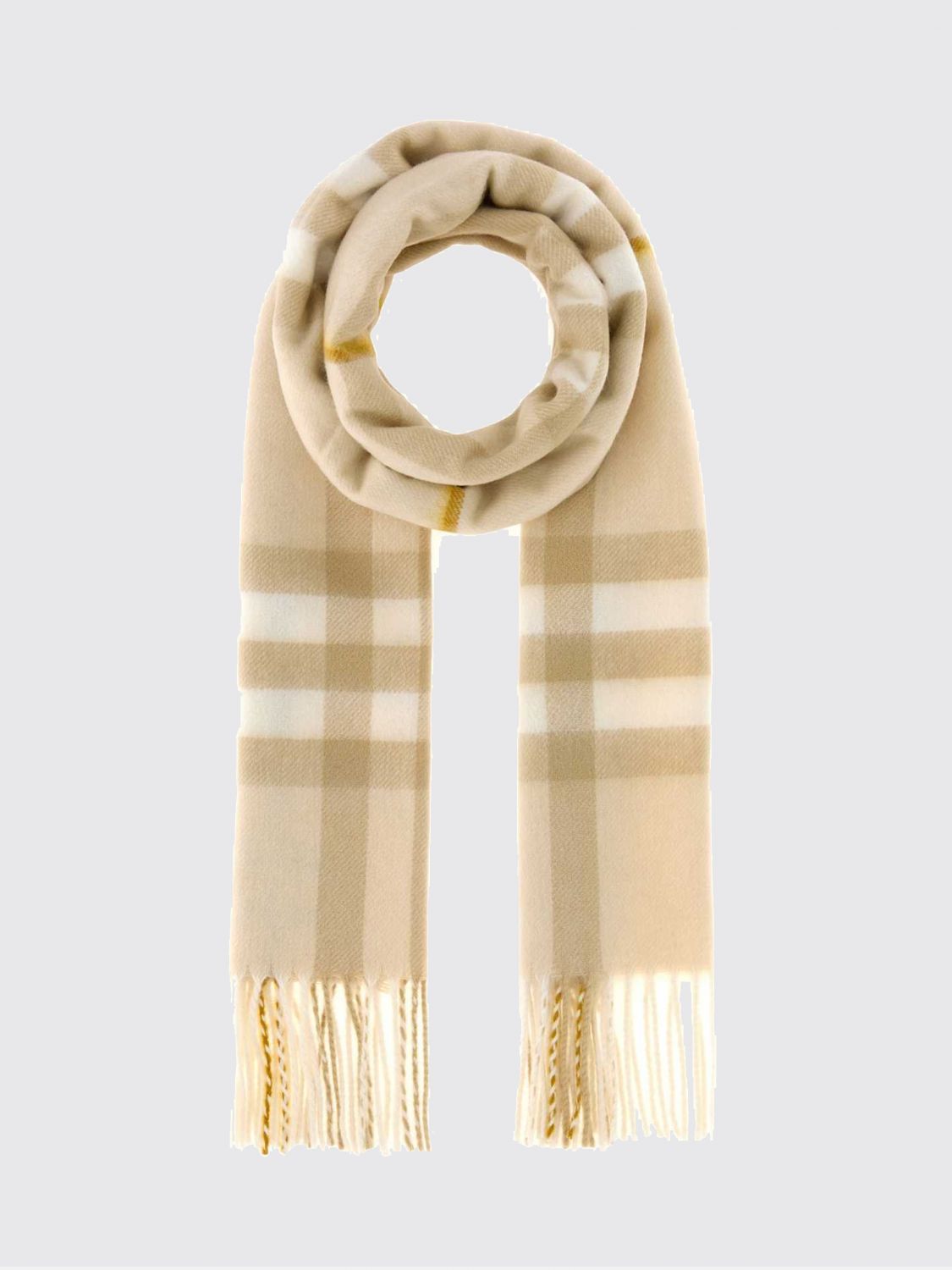 BURBERRY Klassischer Schal aus reinem Kaschmir mit Check-Muster und Fransen