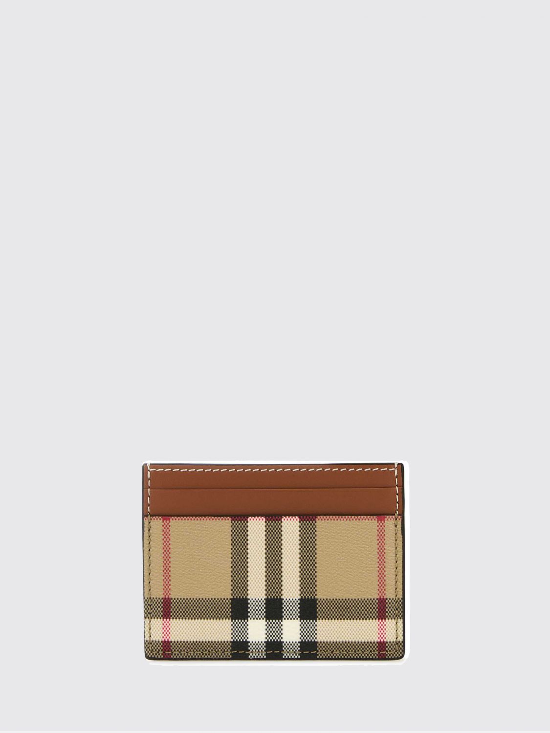 BURBERRY Vintage Check Coated Cotton and Leather Card Holder
