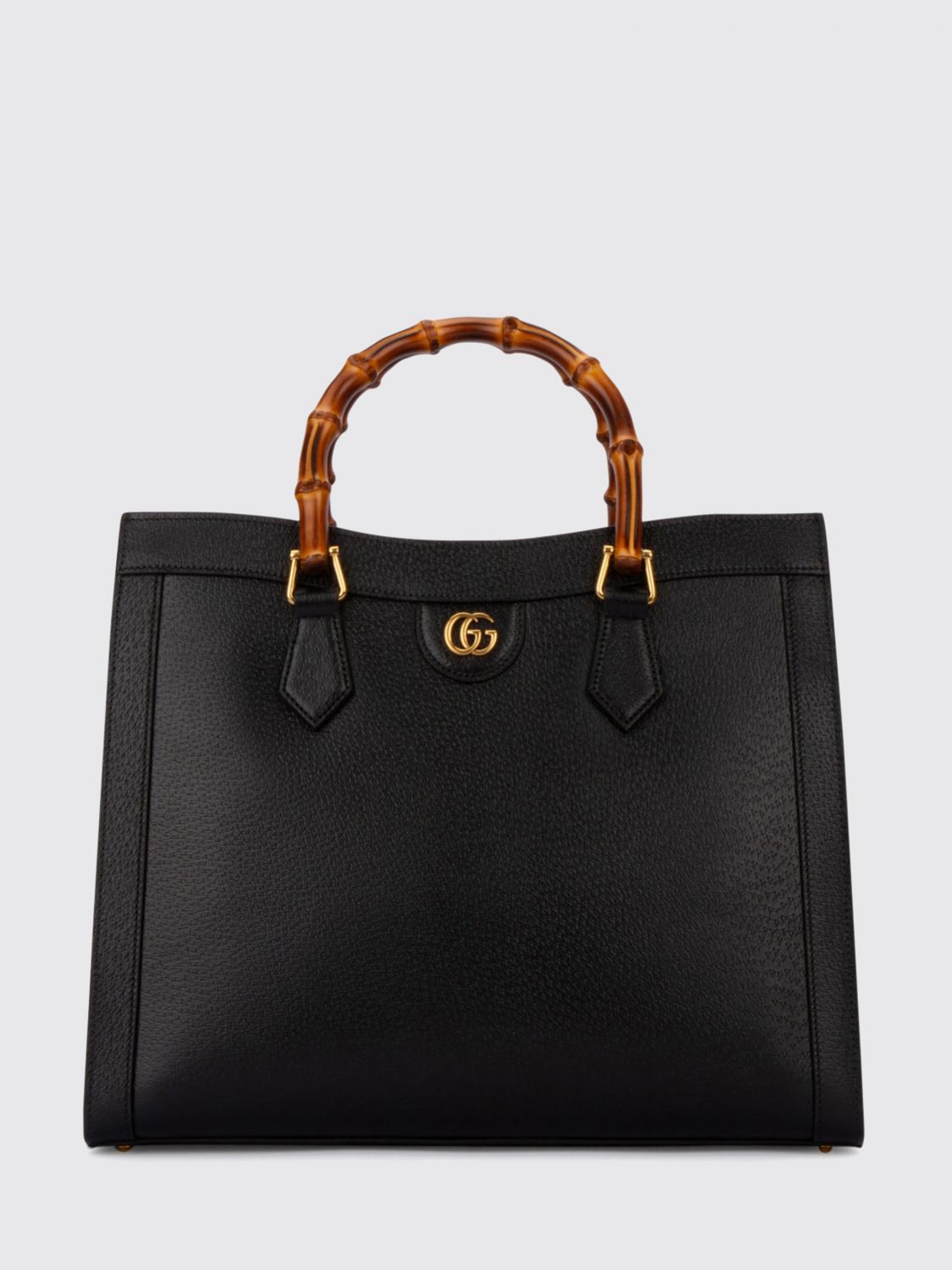 GUCCI Diana Grained Leather Tote Bag with Bamboo Handles