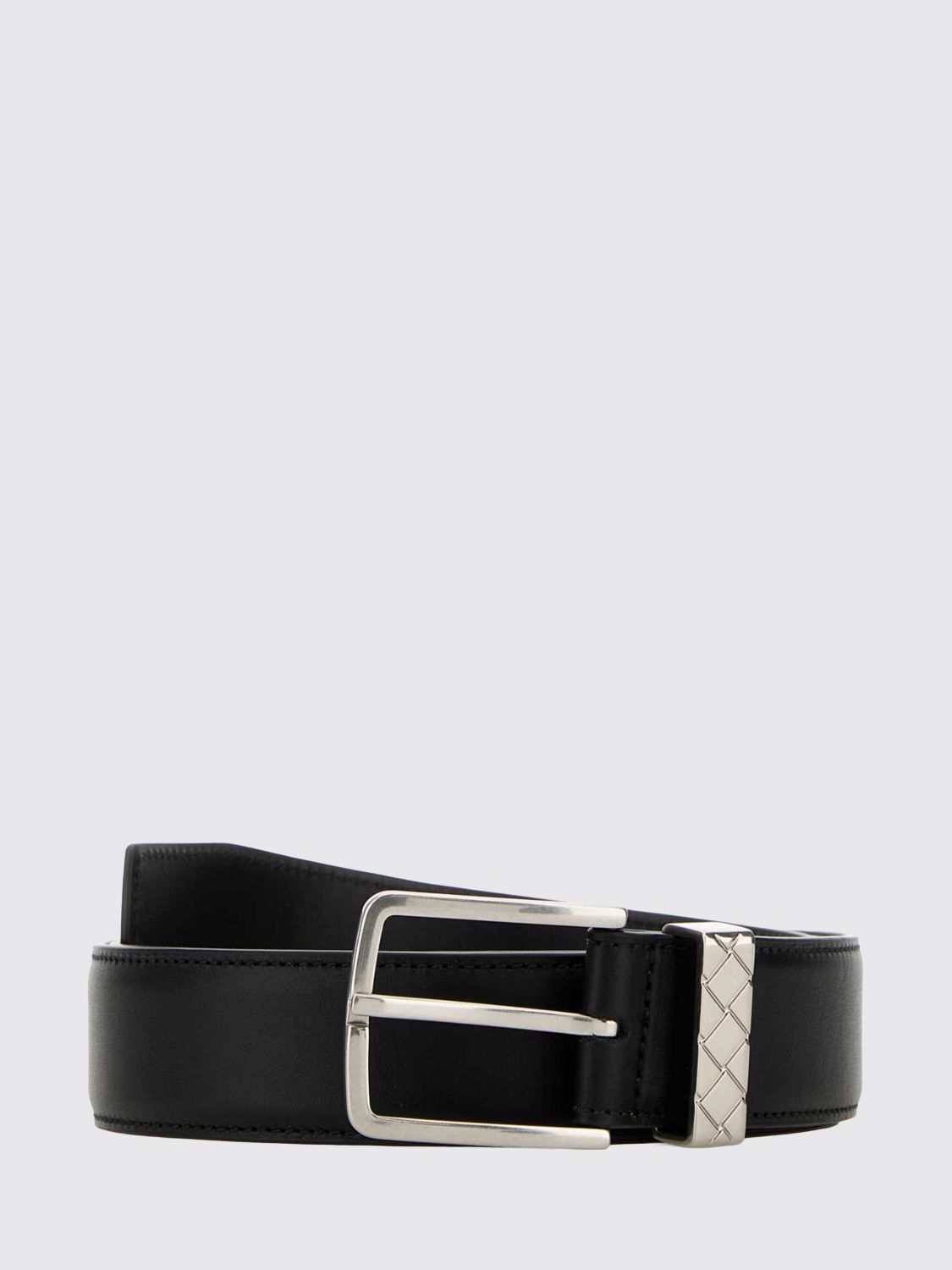 BOTTEGA VENETA Classic Calfskin Leather Belt with Engraved Buckle