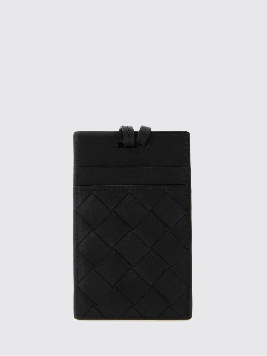BOTTEGA VENETA Intrecciato Woven Calfskin Leather Neck Card Holder