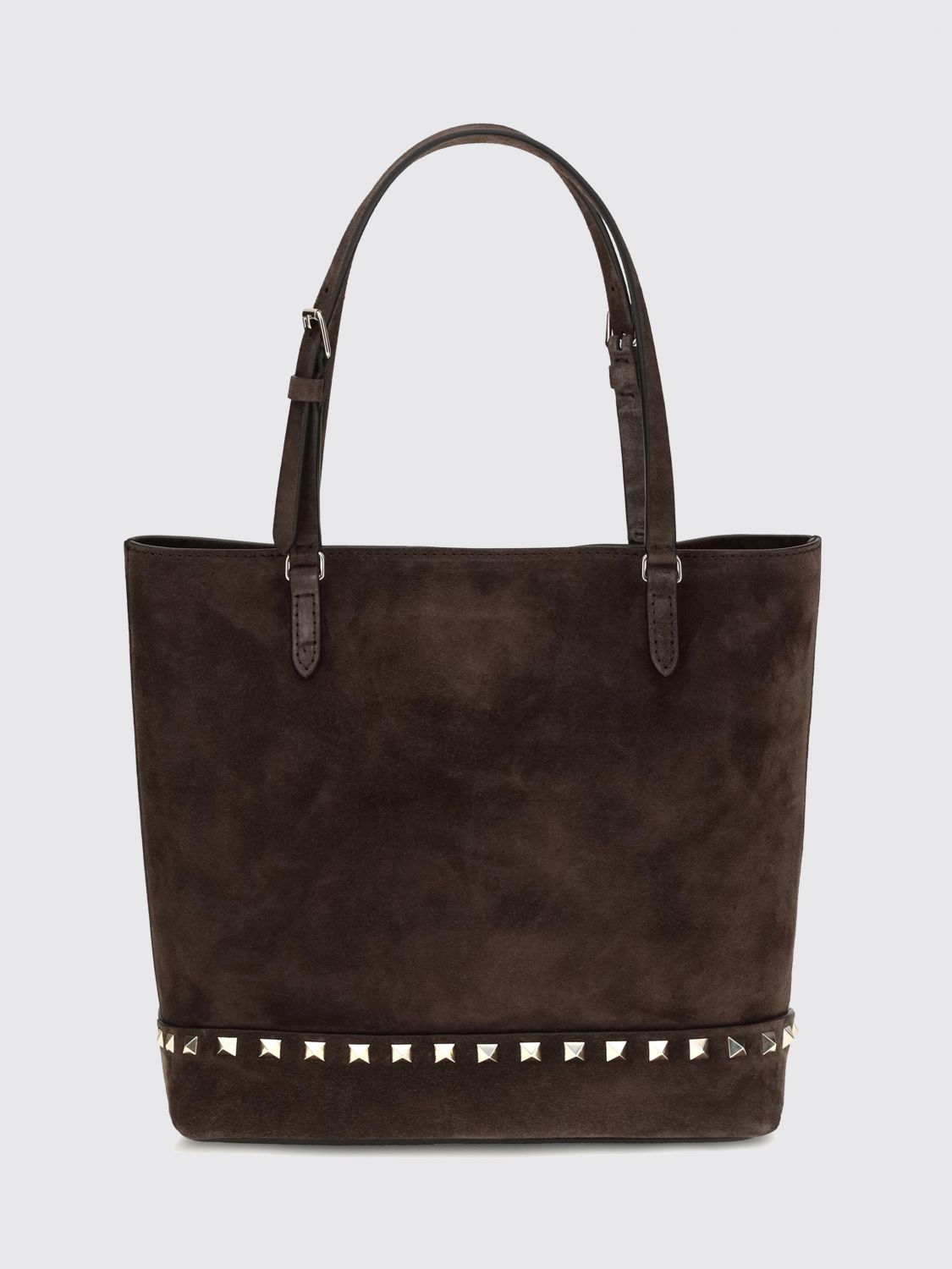 VALENTINO GARAVANI Small Rockstud Suede Tote Bag with Studs and Embroidery VALENTINO GARAVANI Small Rockstud Suede Tote Bag with Studs and Embroidery