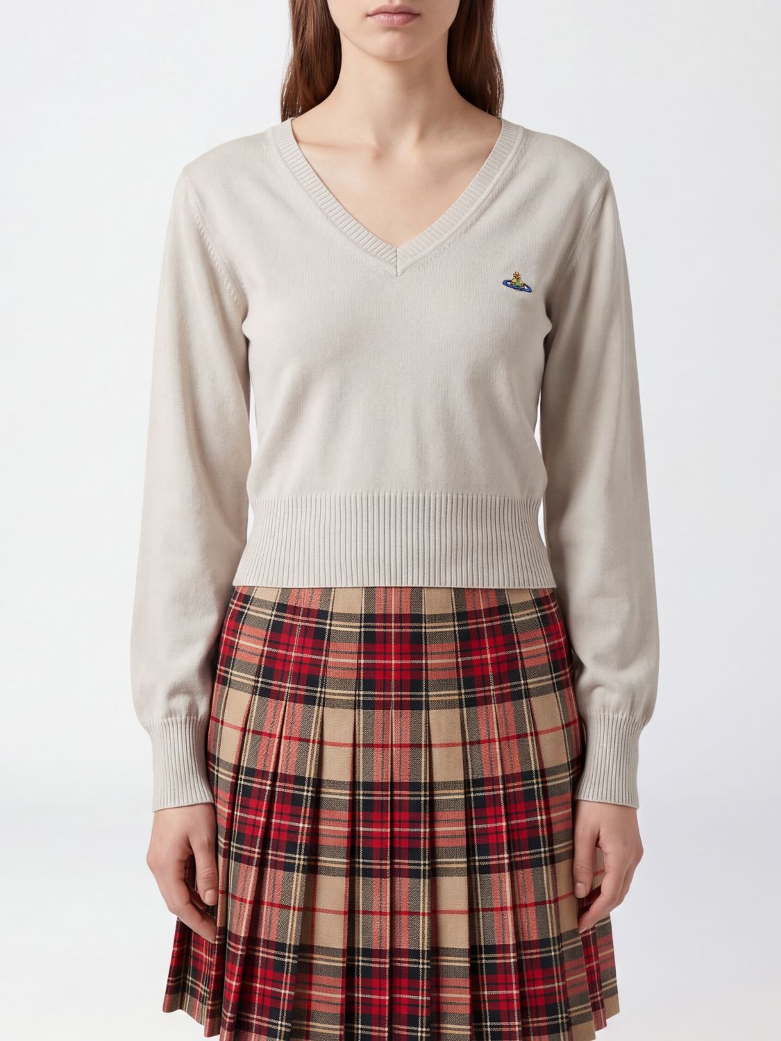 VIVIENNE WESTWOOD Orb Logo V-Neck Slim Fit Cashmere-Blend Jumper