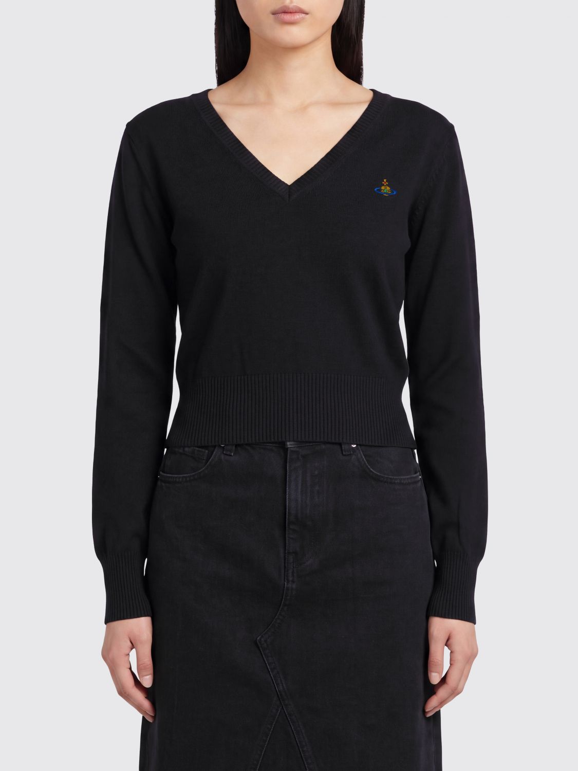VIVIENNE WESTWOOD Orb Logo V-Neck Slim Fit Cashmere-Blend Jumper