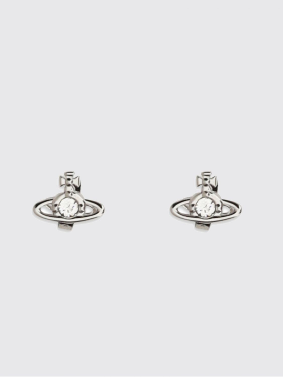 VIVIENNE WESTWOOD Orecchini a bottoncino in metallo con logo Orb e cristalli