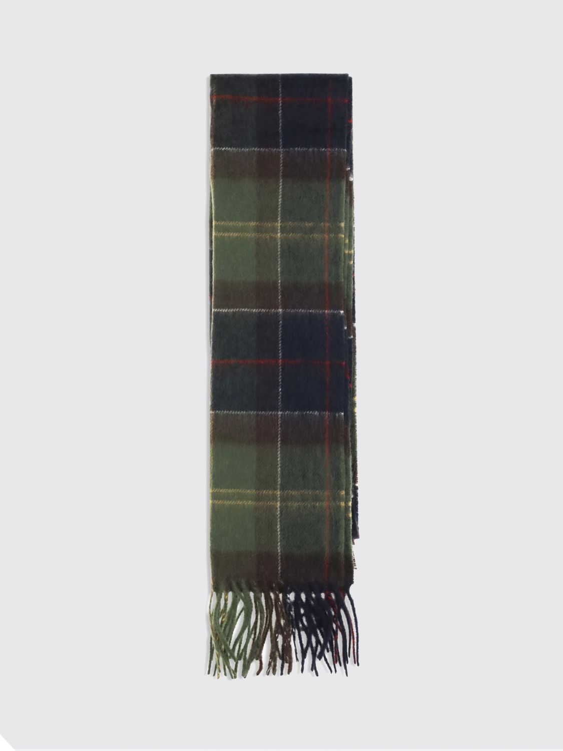 Barbour Rectangular Tartan Wool and Cashmere Scarf with Fringes · OS