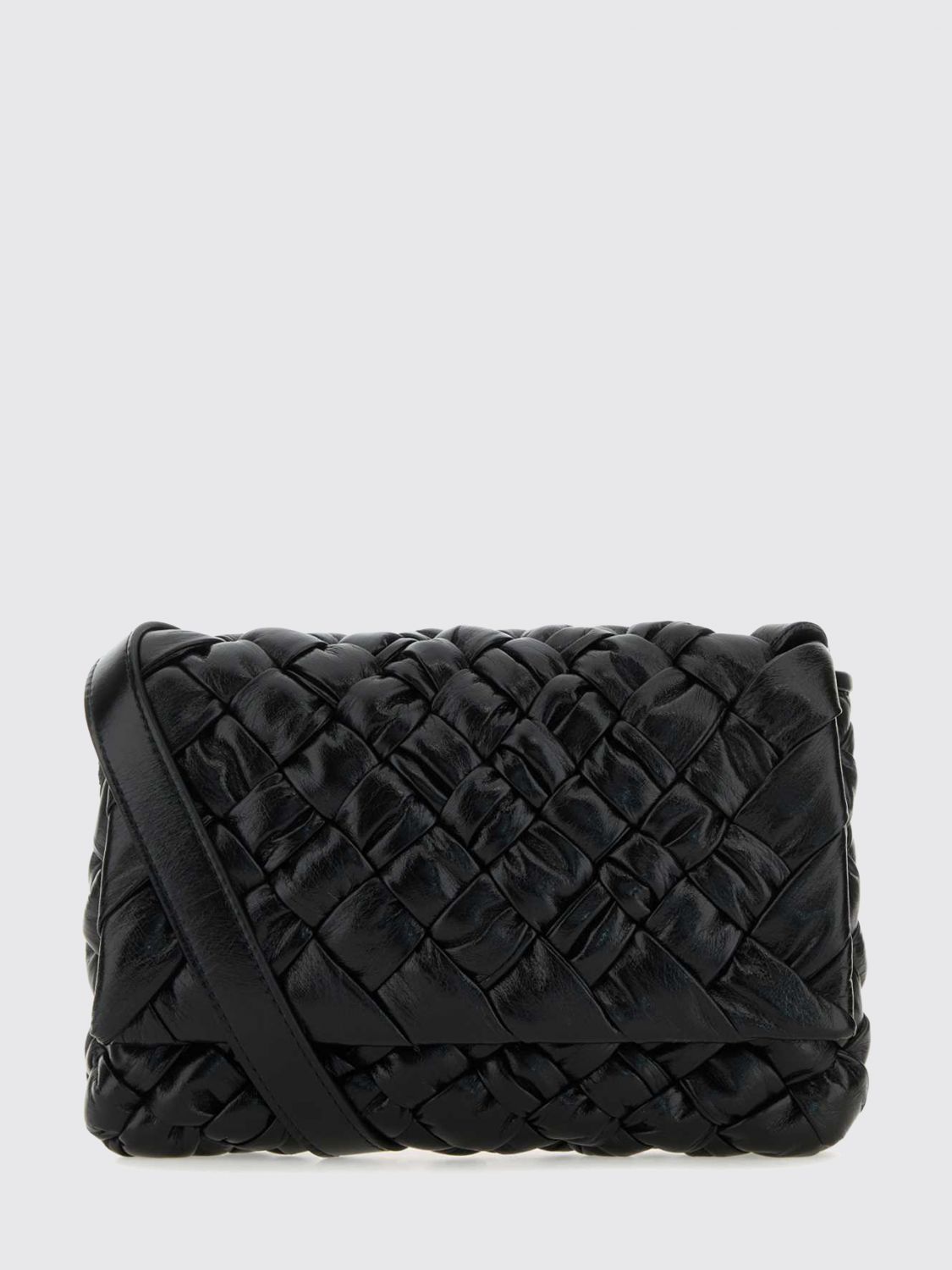 BOTTEGA VENETA Intrecciato Leather Crossbody Bag with Flap Closure