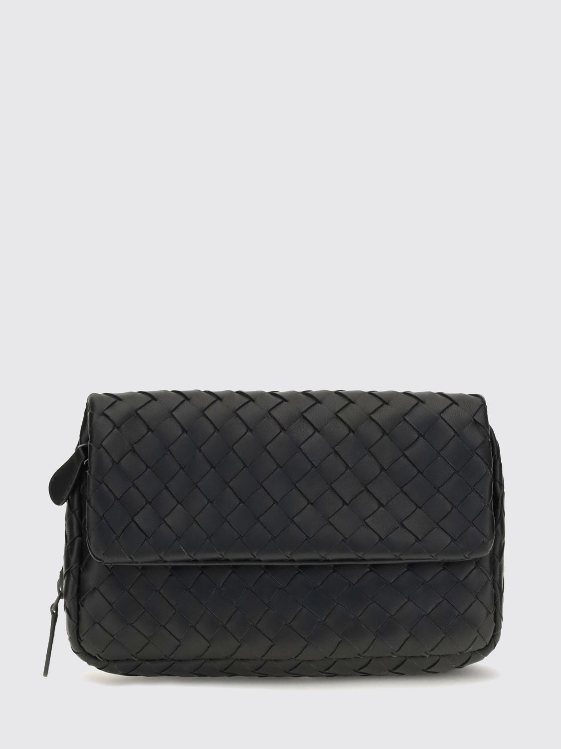 BOTTEGA VENETA Intrecciato Lambskin Leather Shoulder Bag with Flap Closure