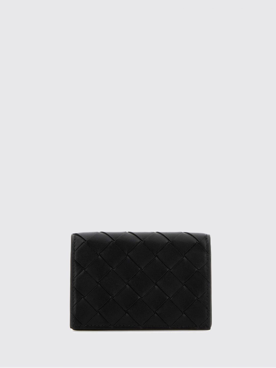 Bottega Veneta Bifold Woven Lambskin Card Holder with Snap Button · OS