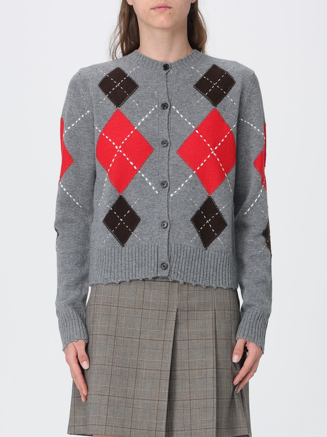 PINKO Argyle Wool and Cashmere Cardigan