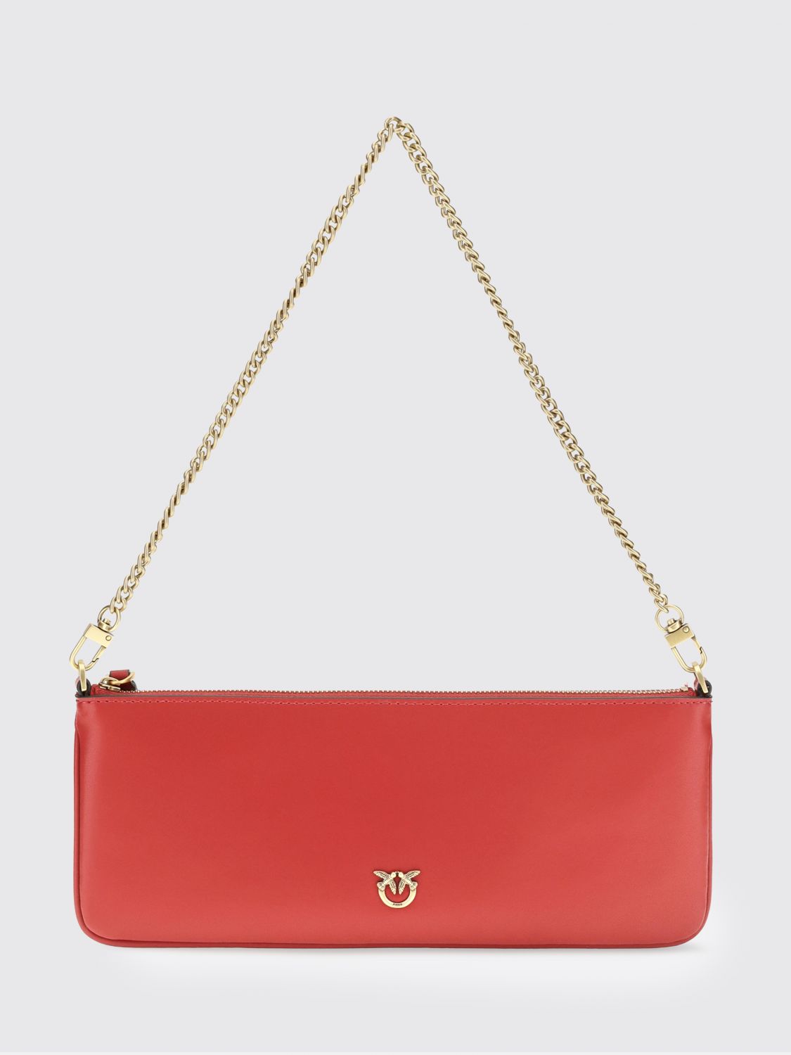 PINKO Borsa a spalla Horizontal Flat in pelle con logo Love Birds