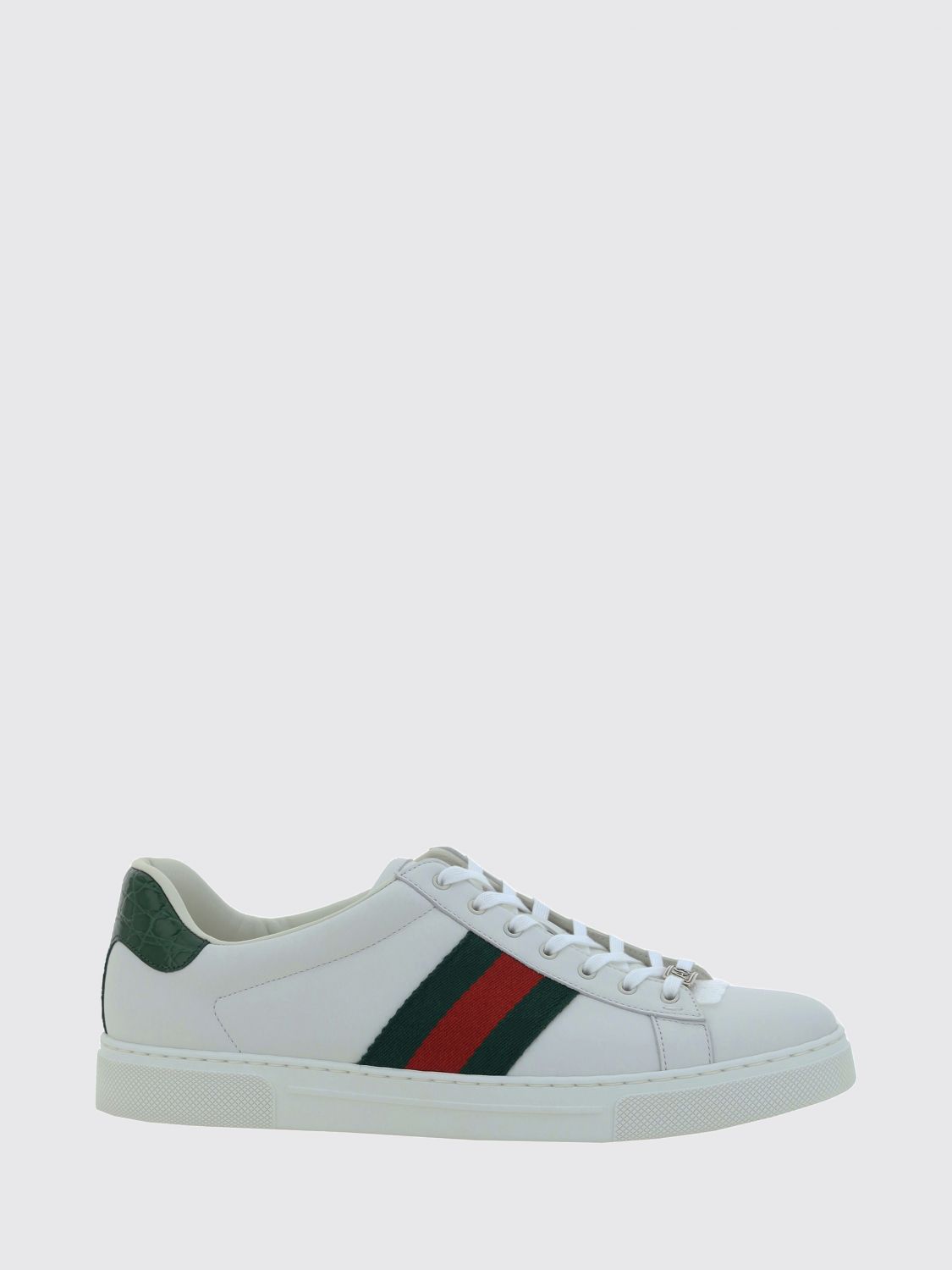 Gucci Ace Smooth Calfskin Leather Sneakers with Web Detail