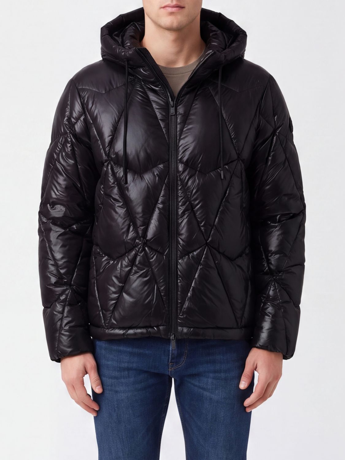MOOSE KNUCKLES Quilted Nylon Hooded Short Down Jacket with Logo Patch
