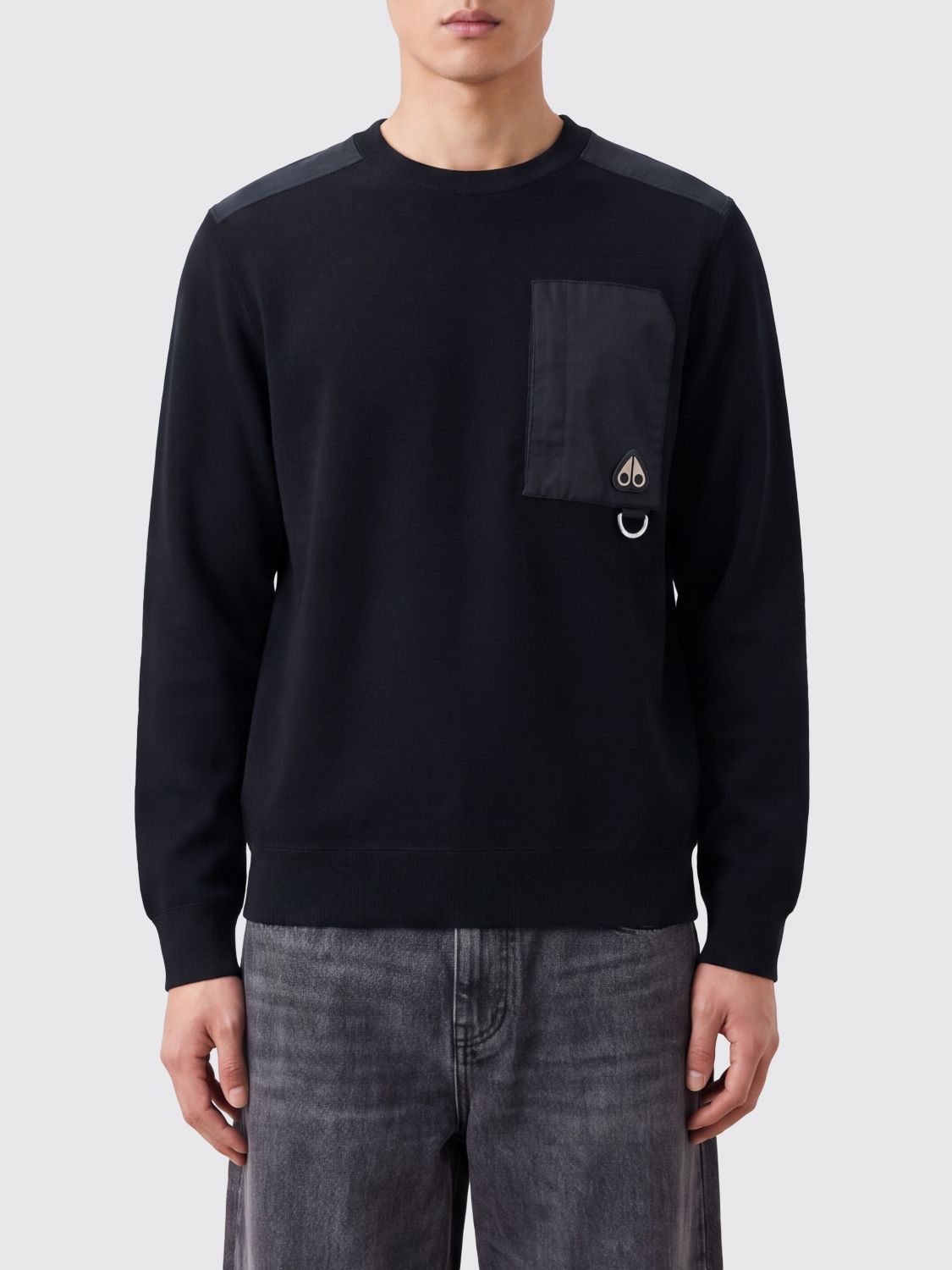 Moose Knuckles Crewneck Cotton-Blend Sweatshirt with Zip Pocket