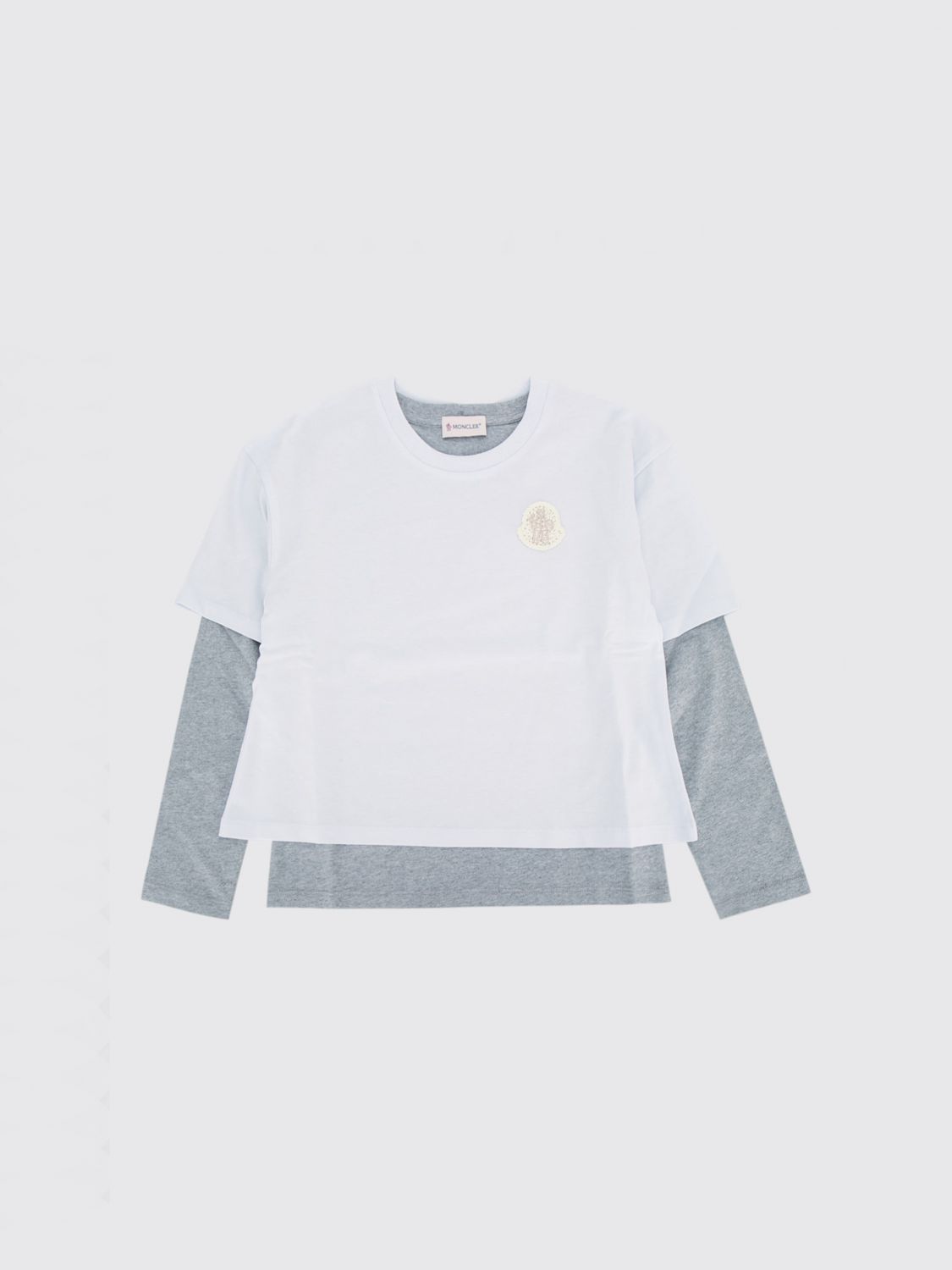 MONCLER Langarmshirt aus Baumwolle für Jungen mit zweifarbigem Logo-Print