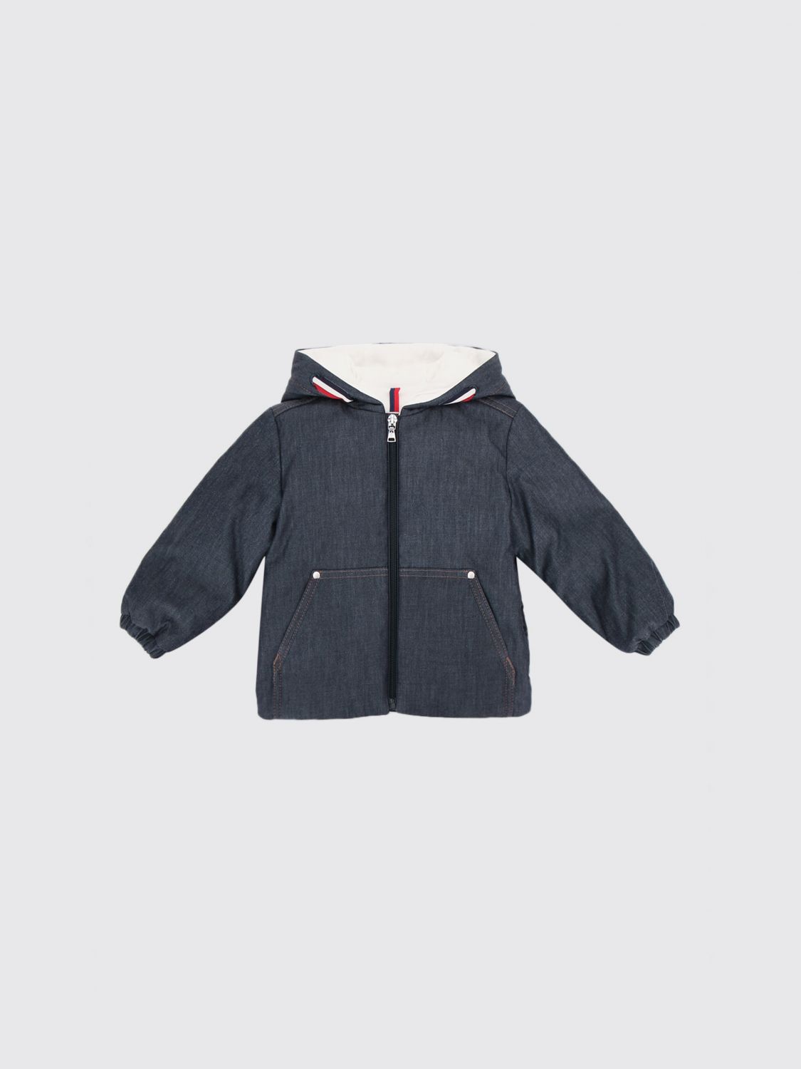 MONCLER Leichte Nylonjacke für Jungen mit Kapuze und Reißverschluss