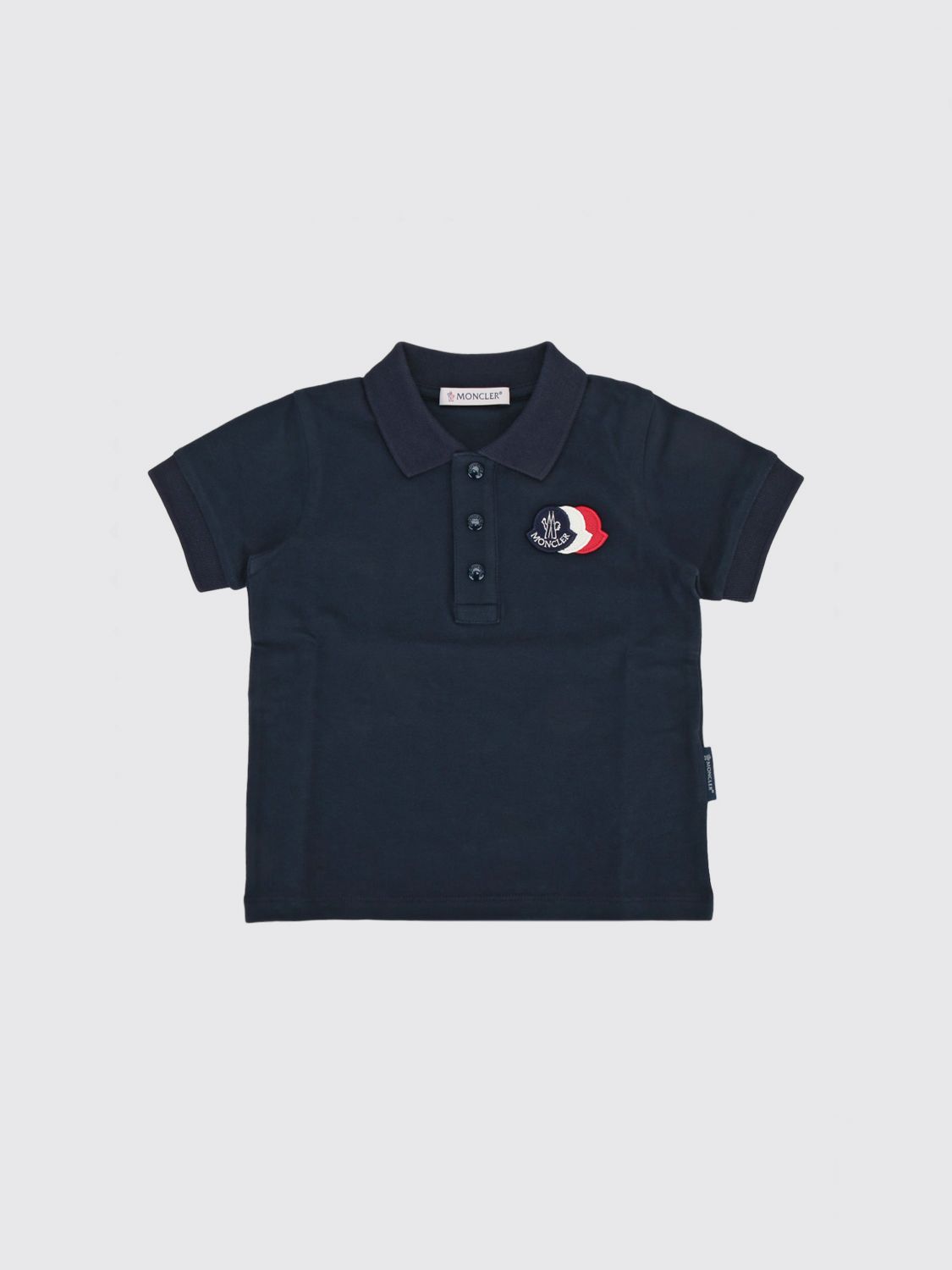 MONCLER Baumwoll-Poloshirt für Jungen mit geripptem Kragen und Logo-Patch