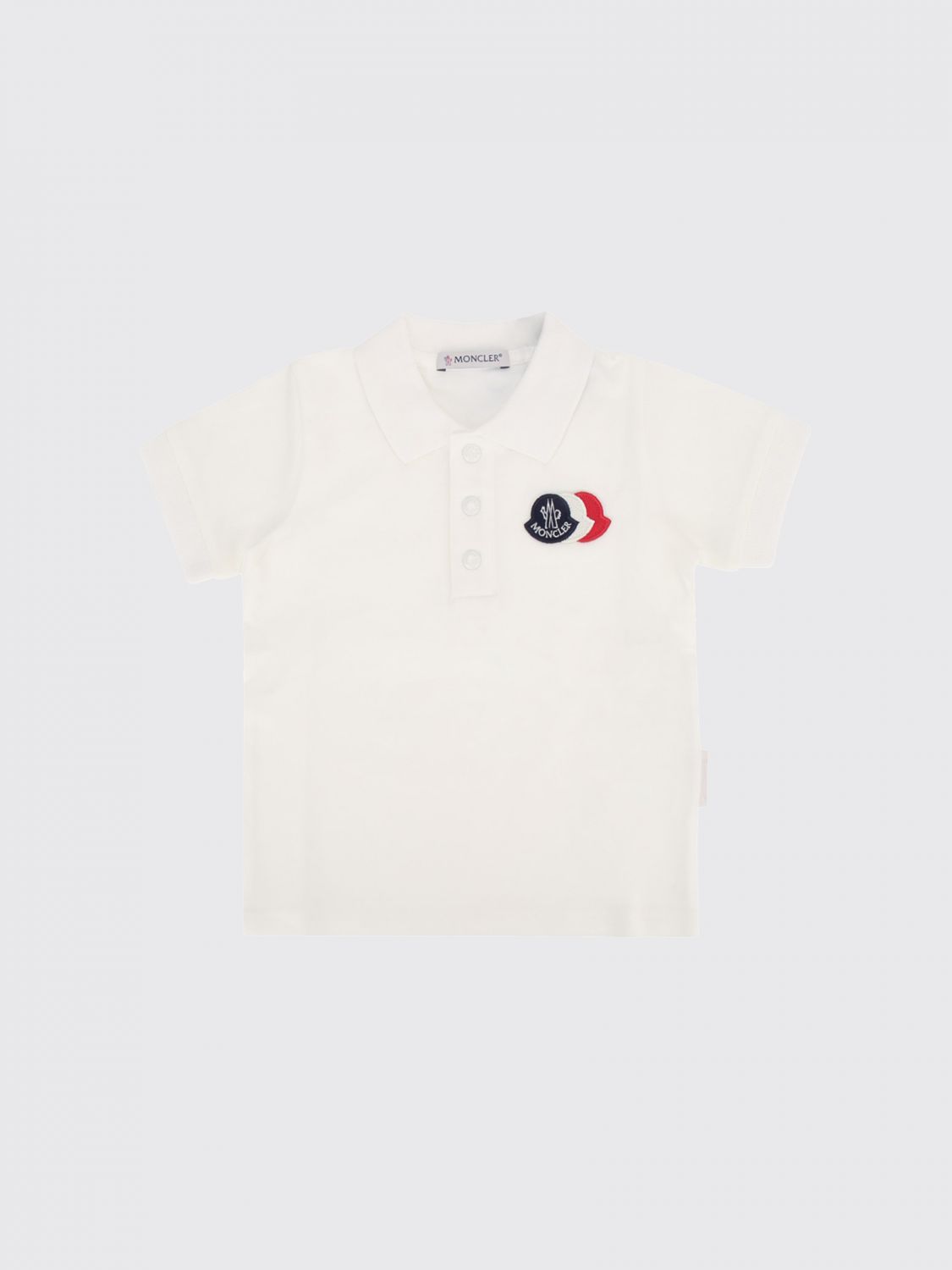 MONCLER Baumwoll-Poloshirt für Jungen mit geripptem Kragen und Logo-Patch