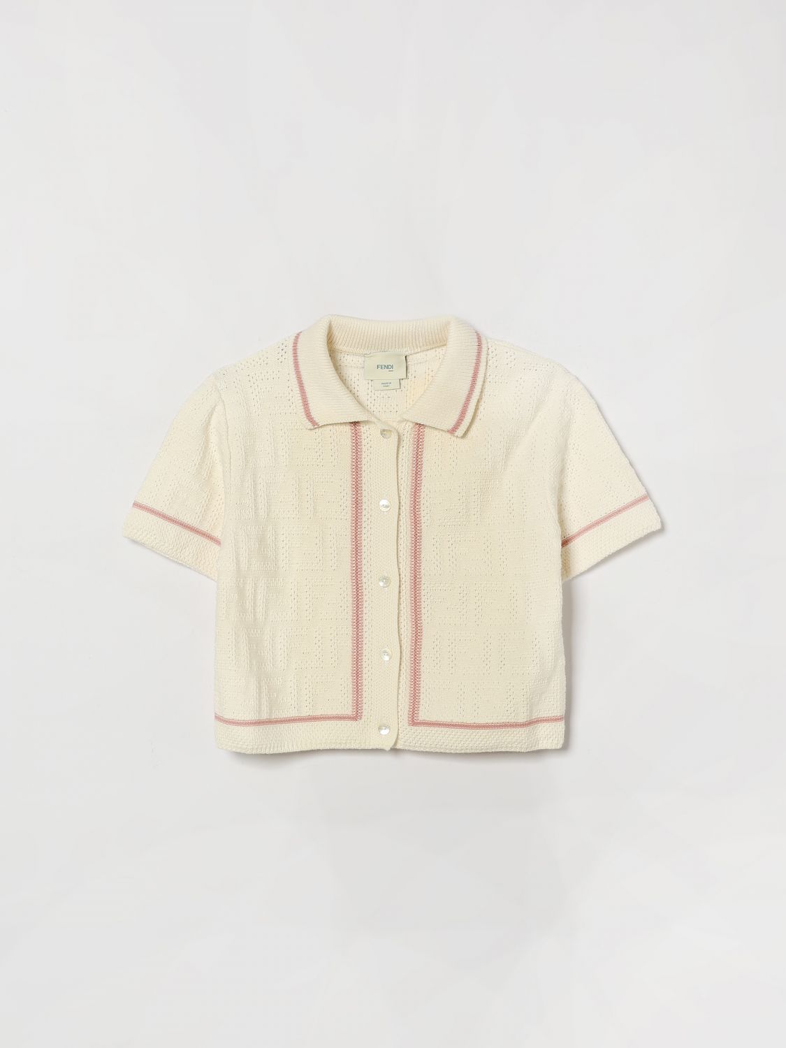 FENDI Poloshirt für Jungen aus Baumwolle mit FF-Monogramm und Kontrastbesätzen