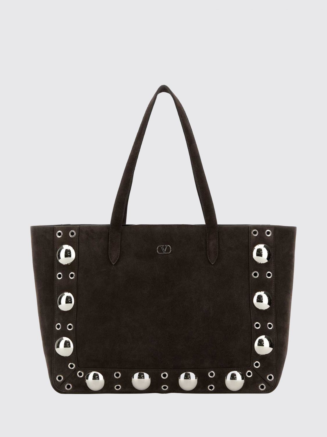 VALENTINO GARAVANI Nellcôte Medium Suede Tote Bag with Studs and VLogo