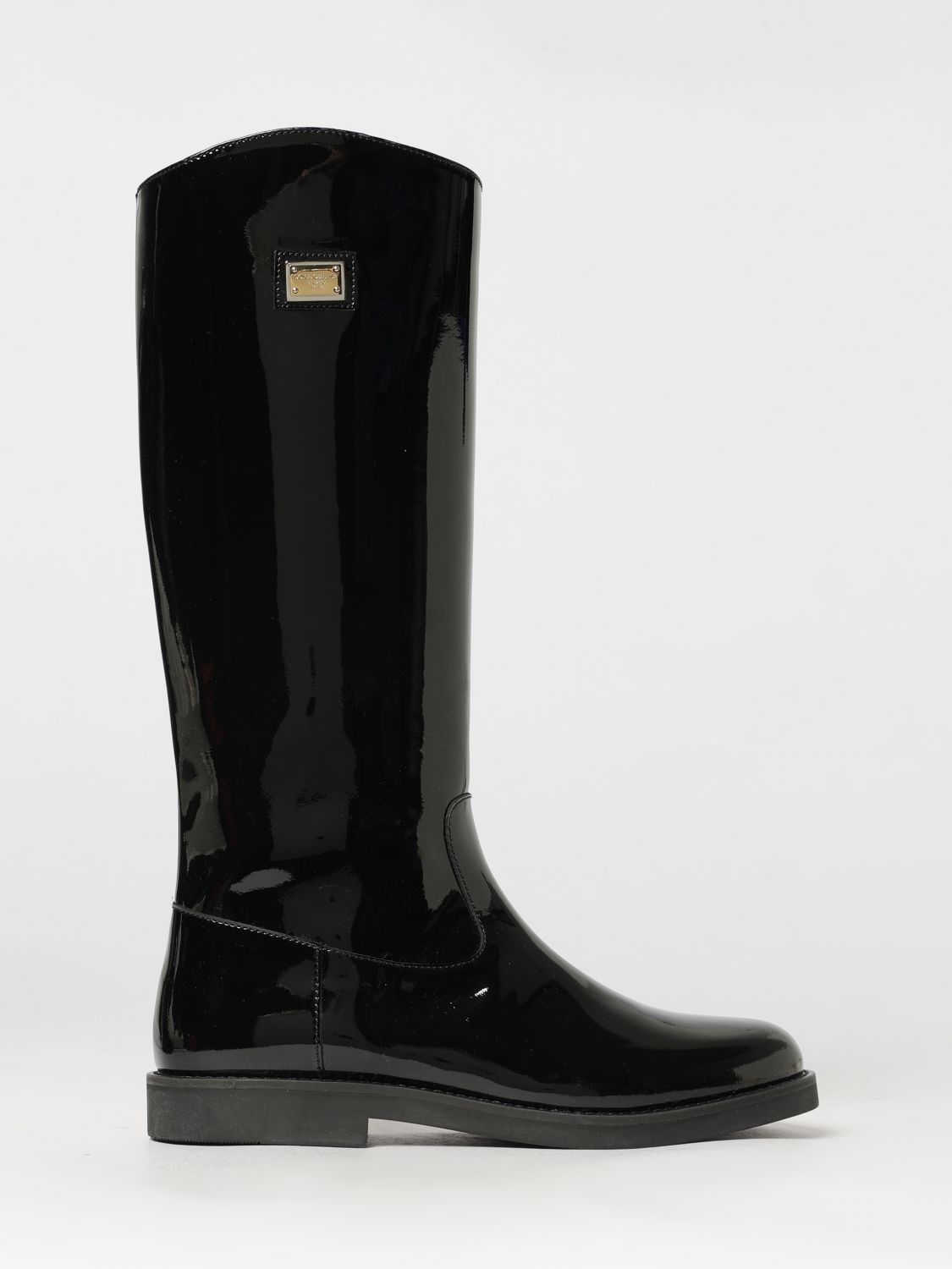 DOLCE & GABBANA Kniehohe Lacklederstiefel für Mädchen mit seitlichem Reißverschluss