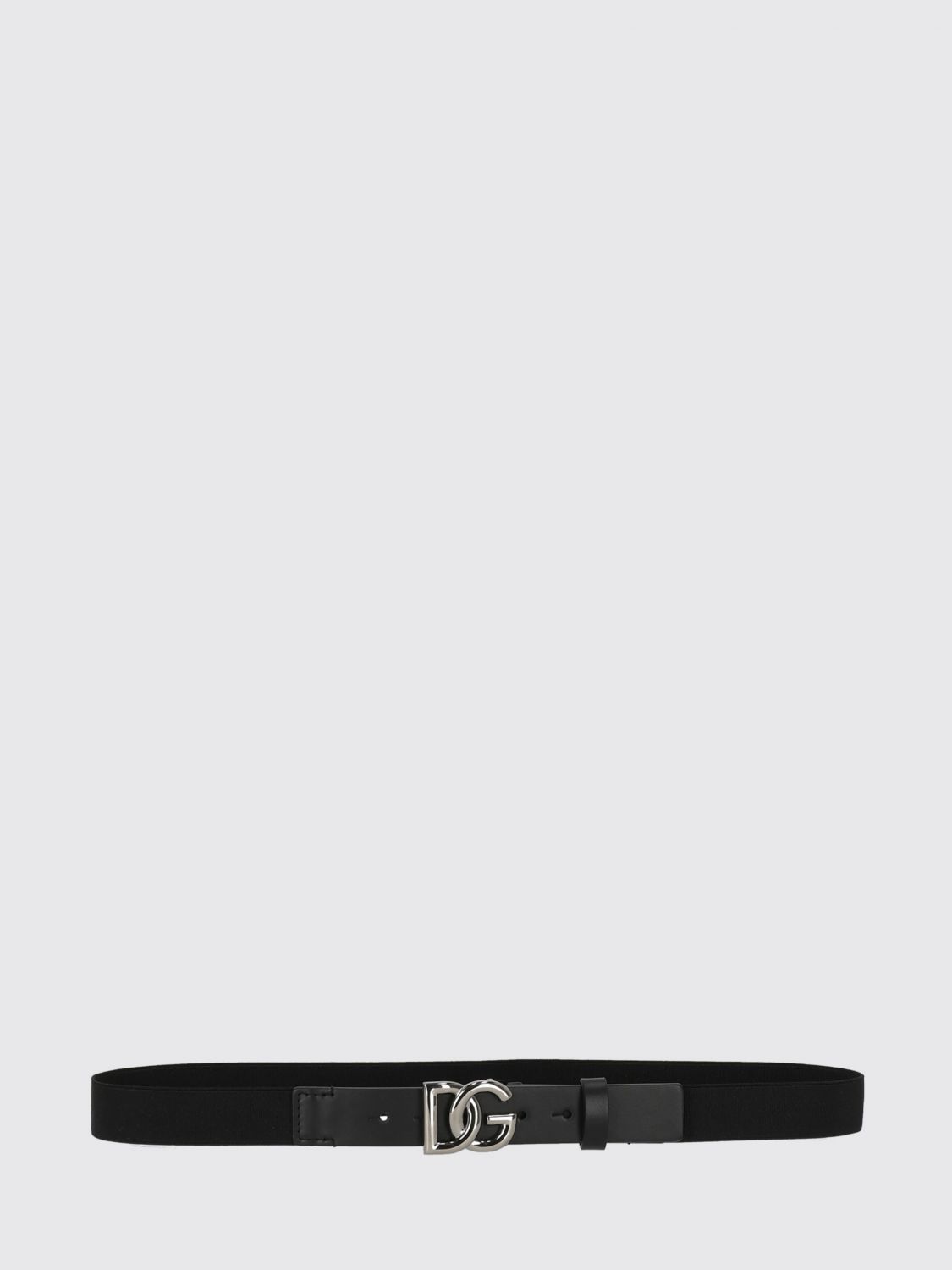 DOLCE & GABBANA Boy's Stretch Fabric and Leather Belt with DG Buckle