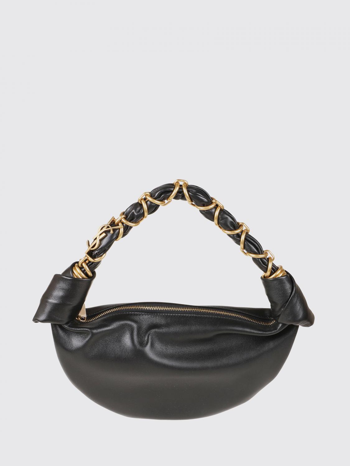 SAINT LAURENT Amalia Smooth Lambskin Hobo Bag with YSL Monogram