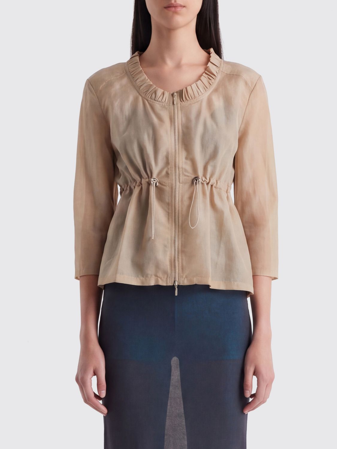 Paloma Wool Cropped Lightweight Jacket in a Silk Blend with Drawstring Waist