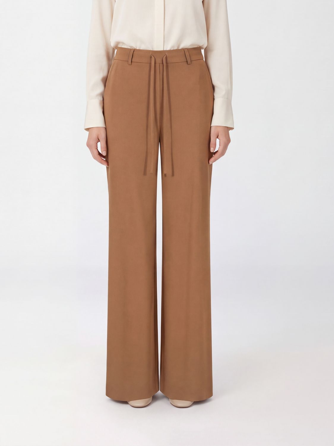 MM Max Mara Pantaloni jogging a gamba larga in jersey con vita a coulisse