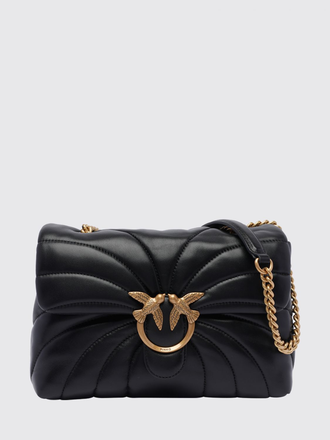 PINKO Classic Love Bag Puff Shoulder Bag in Matelassé Nappa with Love Birds Logo