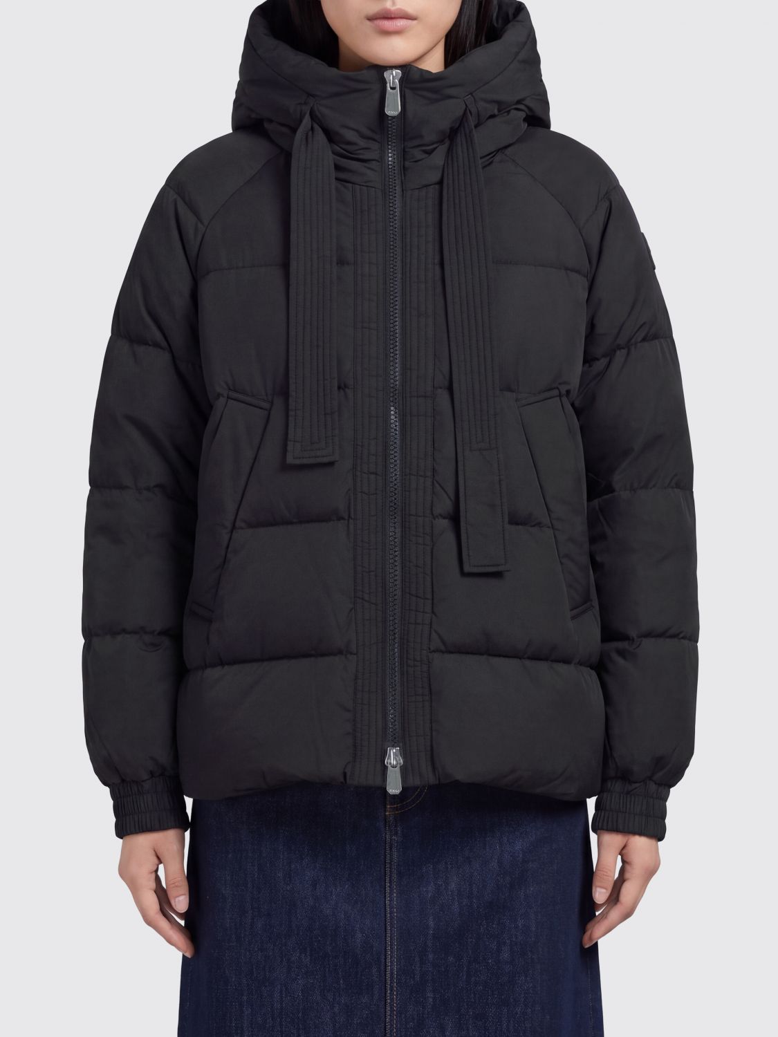 PINKO Dicentra Cropped Quilted Nylon Puffer Jacket with Hood
