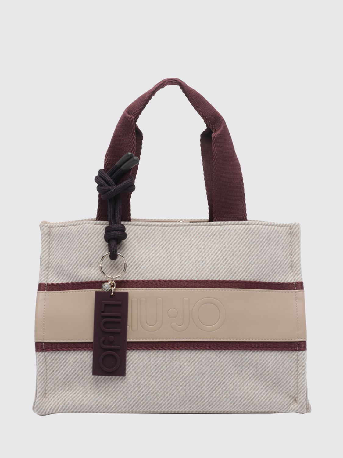 LIU JO Medium Tote Bag with Double Handle Contrasting Profiles and Logo Charm