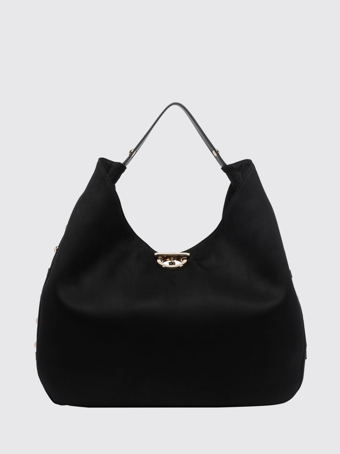 LIU JO Gerona Large Hobo Bag in Velvet with Metal Piercing and Leather Handle