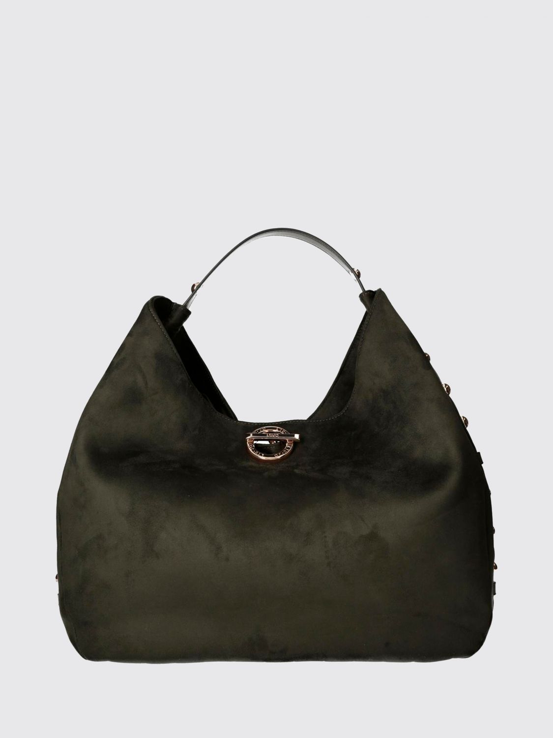 LIU JO Gerona Large Hobo Bag in Velvet with Metal Piercing and Leather Handle
