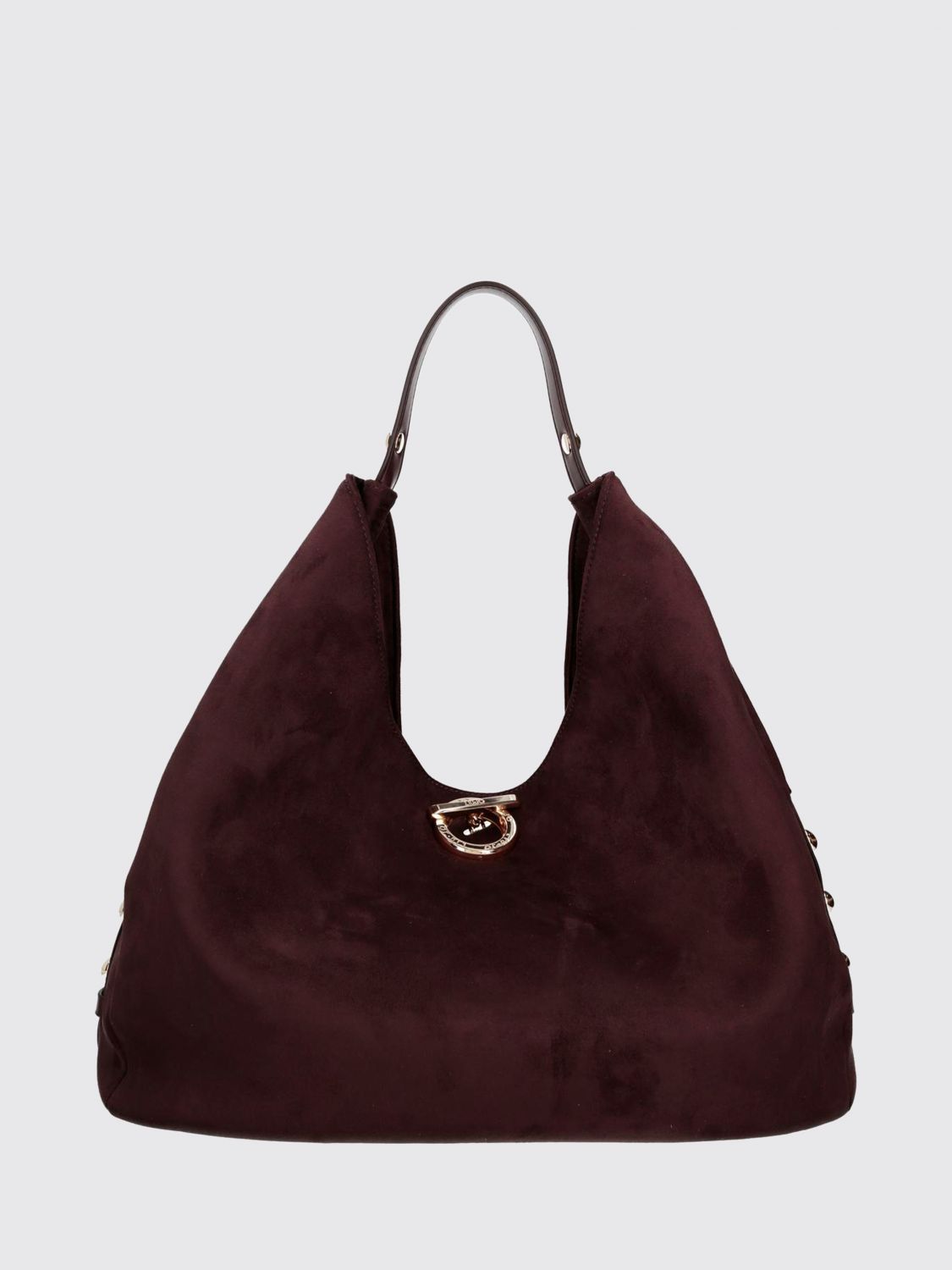 LIU JO Gerona Large Hobo Bag in Velvet with Metal Piercing and Leather Handle